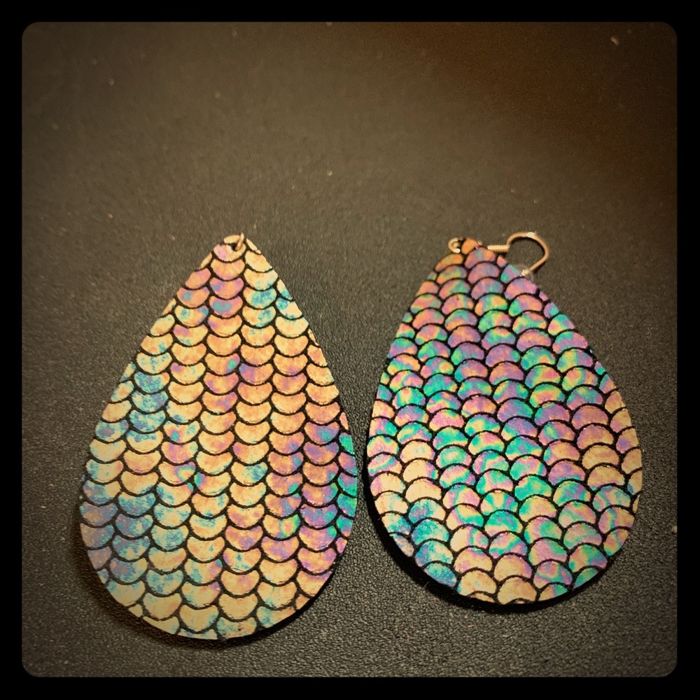 Large leather earring